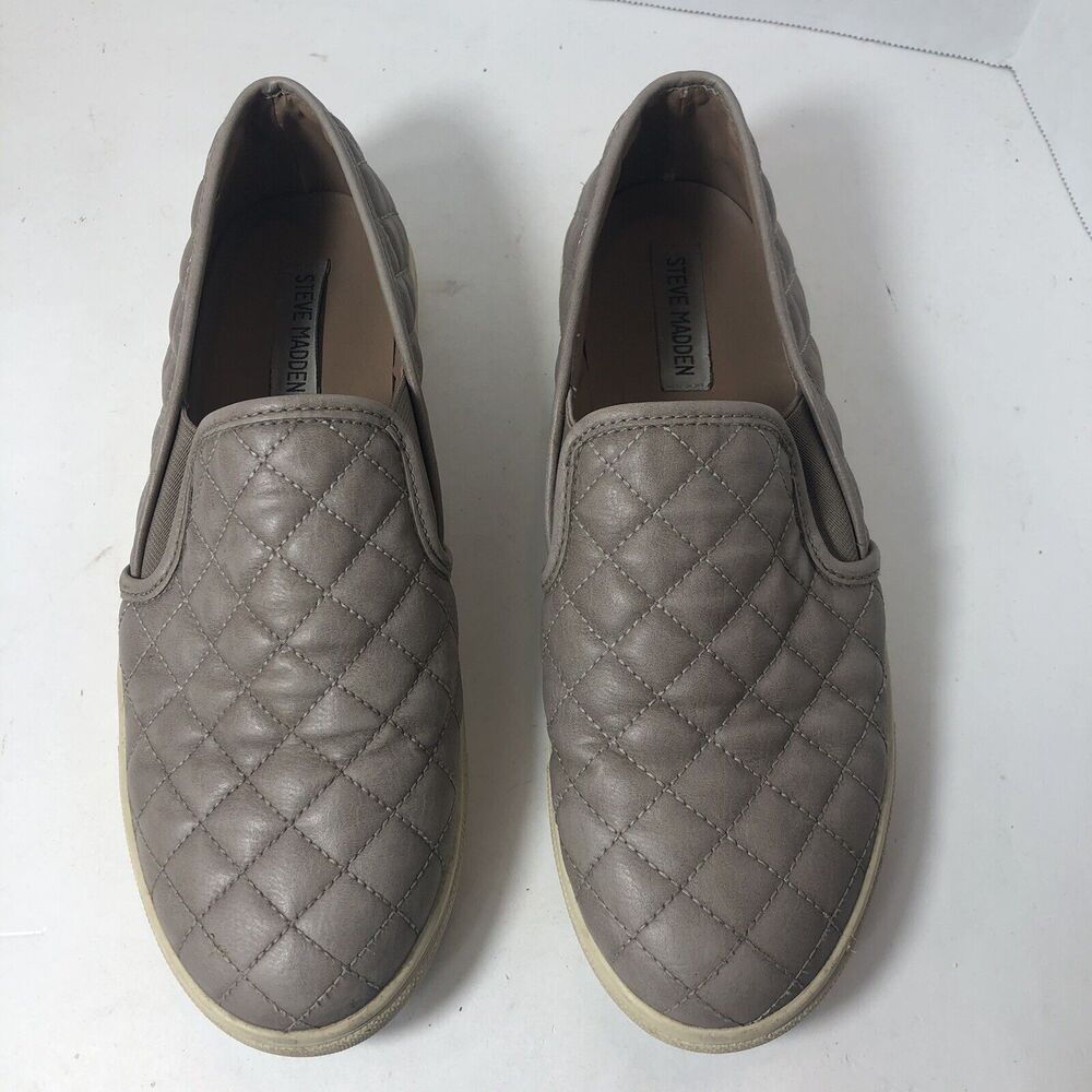 Steve Madden Shoes Womens Size 10 B Ecentrcq Brown Taupe Quilted‎ Slip On D3 - Picture 4 of 11